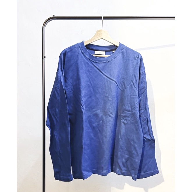 [二手衣物]plain-me COP 重磅圓領 長袖T恤 藍 L