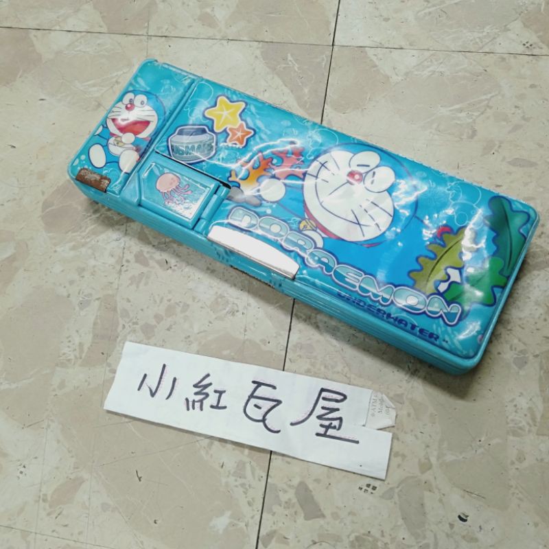 R小紅瓦屋.早期雙面小叮噹哆啦A夢吸磁式多功能可削鉛筆鉛筆盒長24公分 