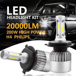 1 對 H1/H3/H4/H7/H11 200W 20000LM LED 大燈汽車套件高/低光束燈泡 6500K