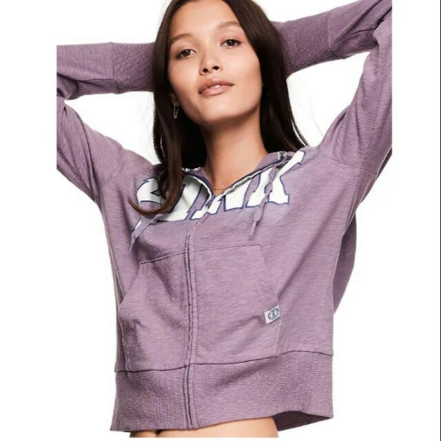 賣紫色Victoria's secret pink hoodie jacket zip up 帽t 外套 夾克 運動外套