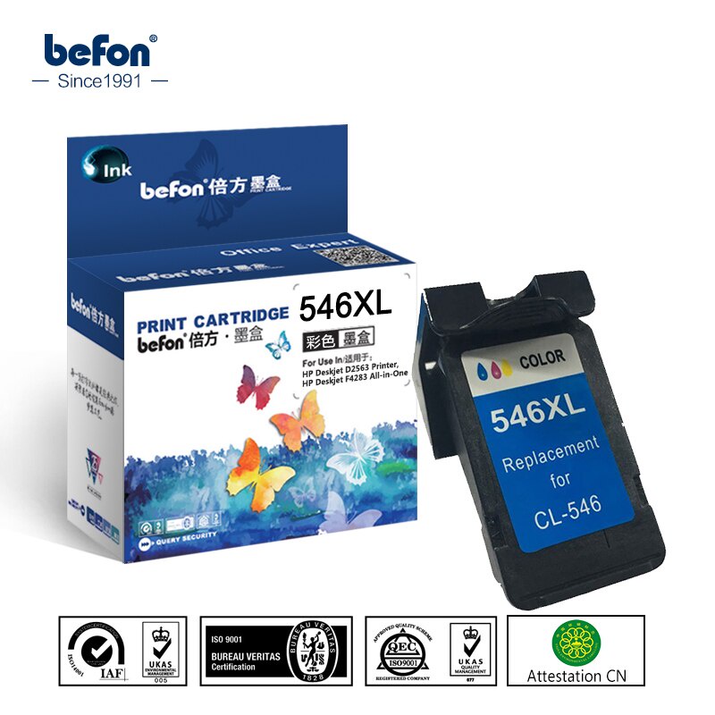 Befon 重新製造 546XL 彩色墨盒更換, 用於 Pixma MG3050 2550 2950 MX495 I