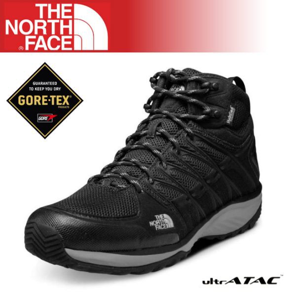 【The North Face 男 GORE-TEX中筒登山健行鞋《黑/金屬銀》】A2T41/登山/健行/防水/悠遊山水