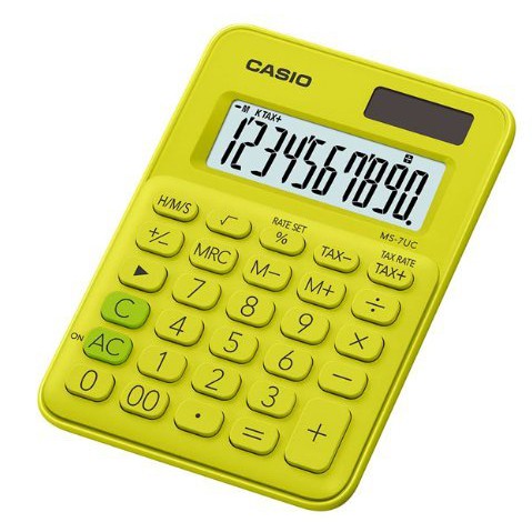 【奇異SHOPS】CASIO 時尚甜美 芥末黃馬卡龍計算機 10位數 利潤率計算 稅金計算 MS-7UC YG