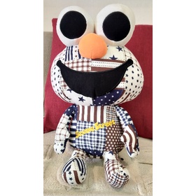 【現貨】 芝麻街 艾蒙 異色拼布款 限量款 餅乾怪獸 藍色怪獸 伯特 恩尼 黃色大鳥 娃娃 娃娃 玩偶 拼布款艾蒙娃娃