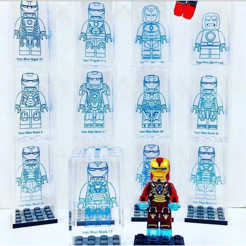 BRICKTHROUGH 品牌 樂高 鋼鐵人透明格納庫， 一組12個，不含圖中樂高人偶 lego iron man