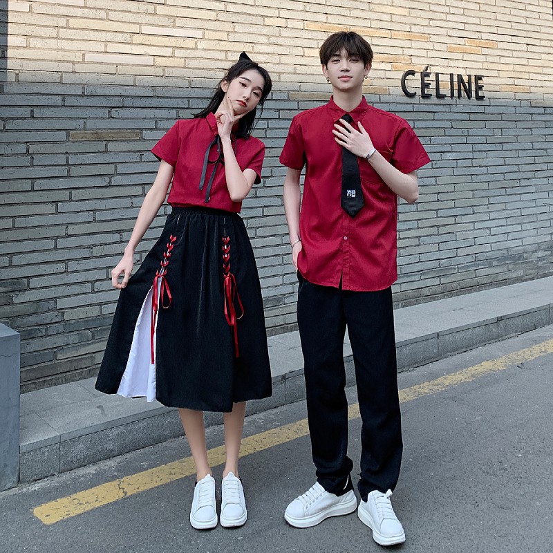 合唱團朗誦演出服裝愛國中學生大人愛黨畢業班服高中生夏短袖校服 蝦皮購物