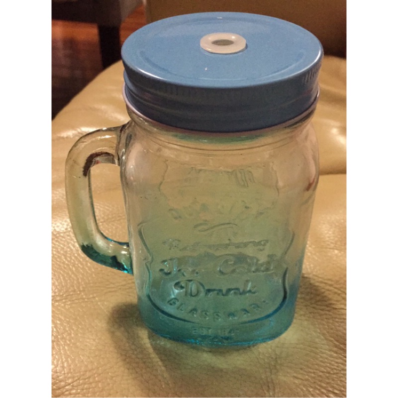 藍色漸層玻璃杯 梅森瓶 馬克杯 梅森瓶