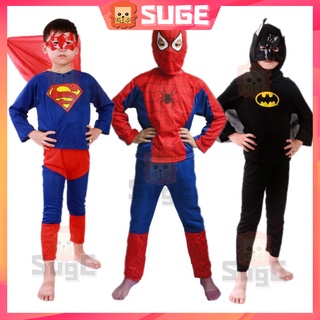 SUGE 兒童蜘蛛人超級英雄角色扮演服裝兒童服裝套裝長袖上衣+褲子+面具套裝萬聖節派對