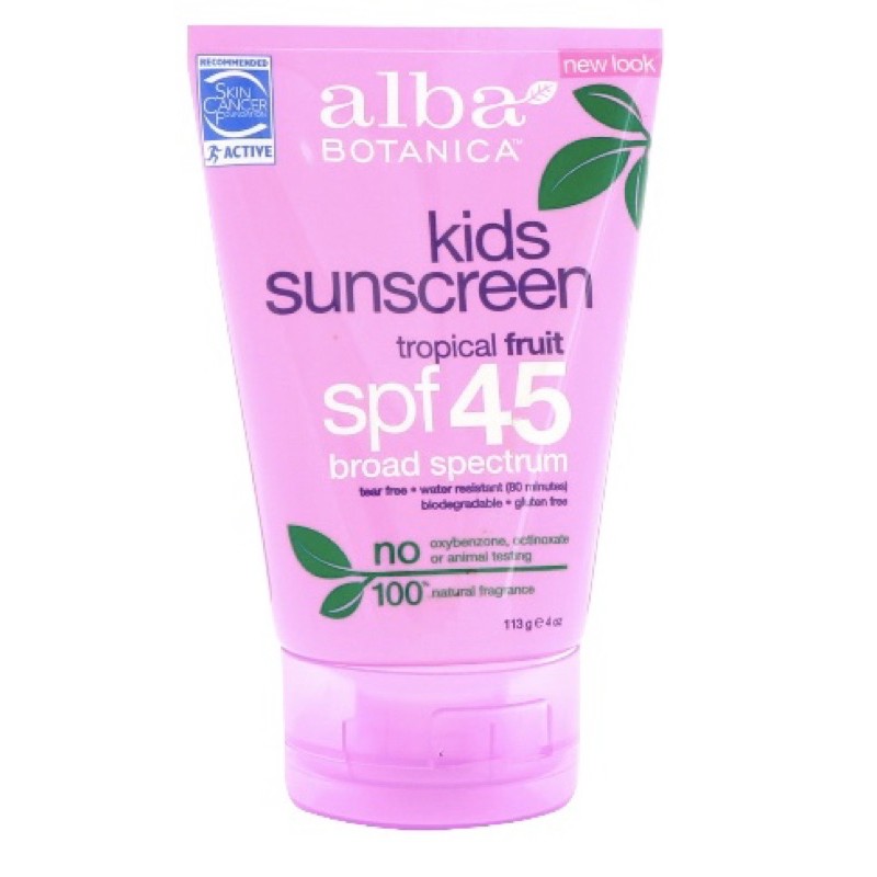 Alba botanica 兒童防曬霜spf45 （熱帶水果味）113g已到期