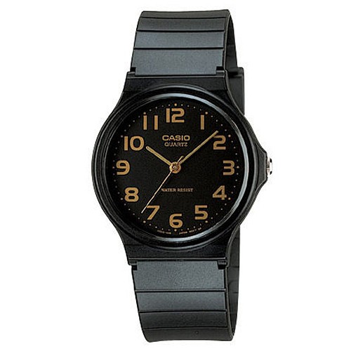 【CASIO】超薄簡約經典指針錶-黑x數字金(MQ-24-1B2)正版宏崑公司貨