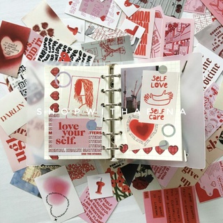 美學貼紙 48pcs 美學打字機紅色自愛版貼紙套裝韓版日記 / 刮板材料購物粉