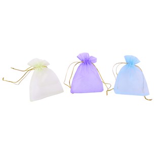 包裝束口袋收納袋禮物袋 素面紗袋-金/藍/紫(50入)