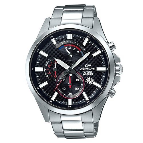 【CASIO】EDIFICE 時尚格紋錶盤紳士腕錶-黑(EFV-530D-1A)正版宏崑公司貨