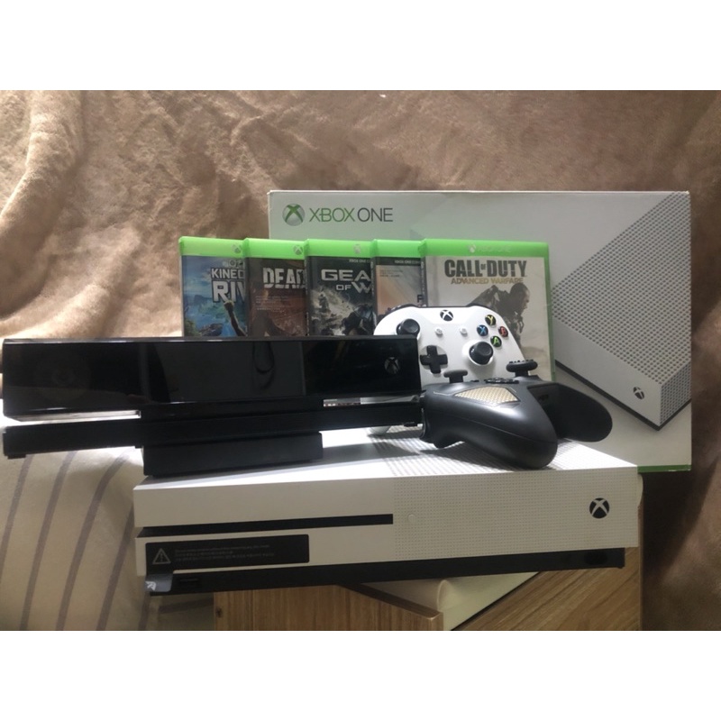 Xbox one 1TB 白色主機+2隻手把+Kinect體感camera+5片遊戲光碟