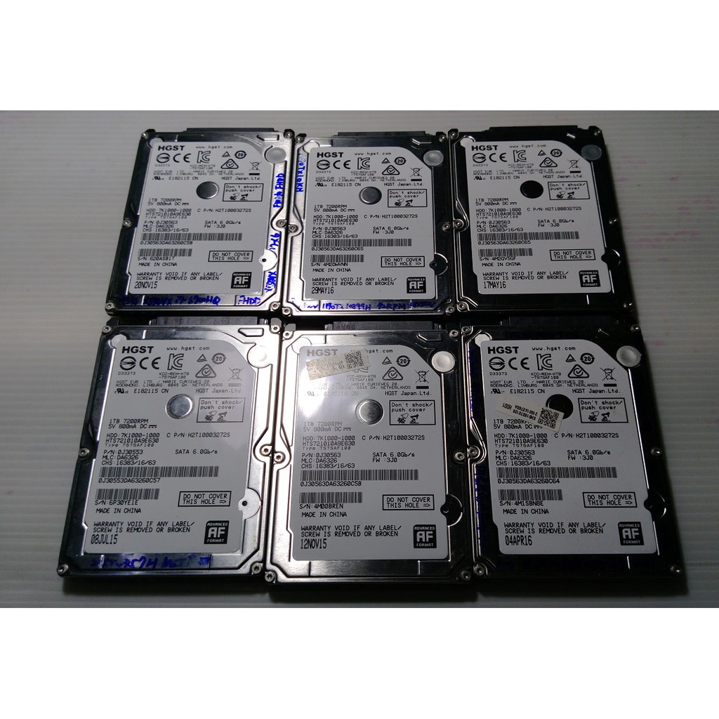 HGST 1TB 72000轉 2.5" SATA III 32M 9.5MM 筆電硬碟 HTS721010A9E630