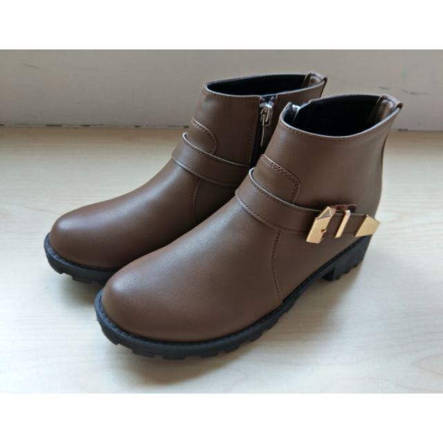 隨便賣！全新鞋全家福台製兒童淺棕褐咖啡色半筒靴牛仔靴23.5號