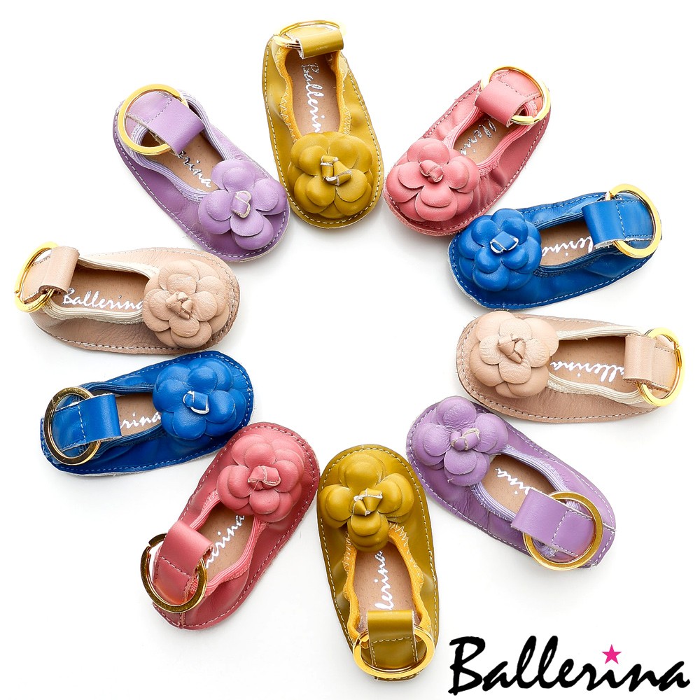 Ballerina-《人氣系列》全真皮山茶花彎曲鞋鑰匙圈(共5色)