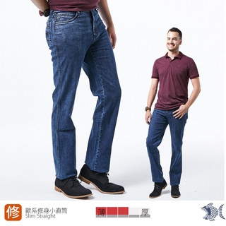 【全館現貨24H】湛藍刷色 微彈 男牛仔褲(歐系修身小直筒) NST Jeans 380(5796)