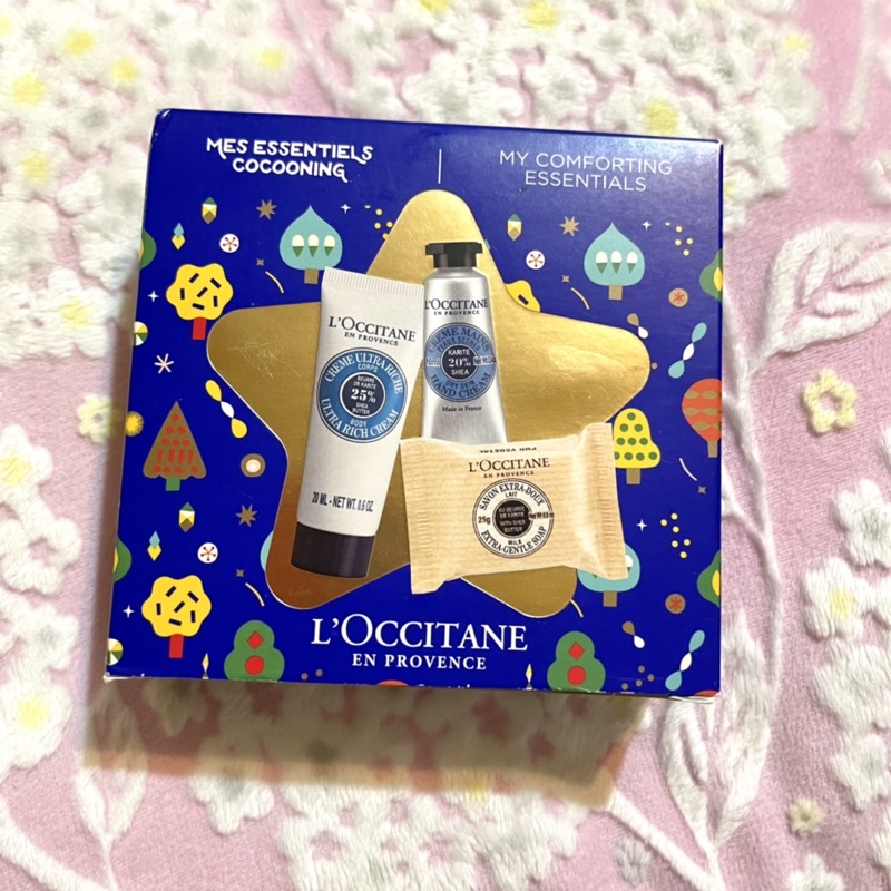 全新 L’OCCITANE歐舒丹 乳油木 聖誕 藍色星星 彩球 鐵盒 交換禮物 護手霜 身體乳 乳油木牛奶皂