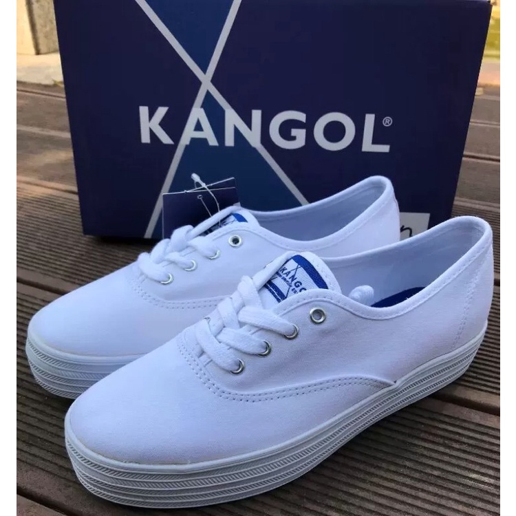 KANGOL 23.5 厚底白色帆布鞋 小白鞋