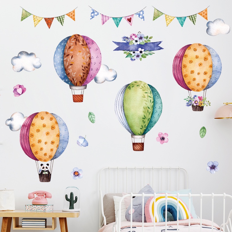 【五象】七彩熱氣球臥室背景裝飾牆貼