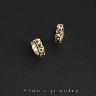 =現貨= ATOWN 輕珠寶 純10K金黃金 鏤空花朵蕾絲K金耳扣耳圈耳環