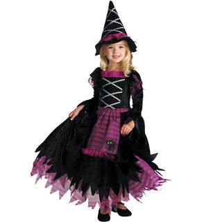 ✨小不點兒✨萬圣節黑色小女巫cosplay兒童服裝舞會小魔女角色扮演兒童巫婆服聖誕節(S碼-XL碼）