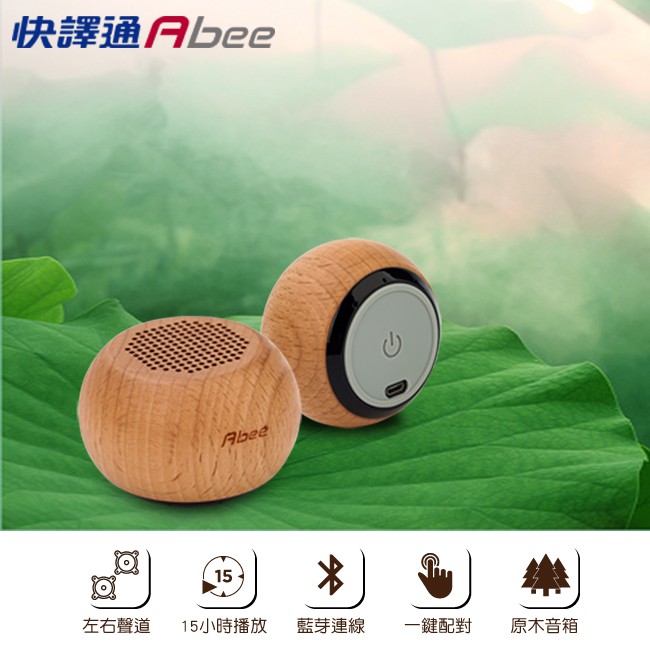 【快譯通Abee】原木製藍牙喇叭 BT-2000(左右聲道) 音質好 車用藍芽音響 唸佛機 手機擴音機 收音機