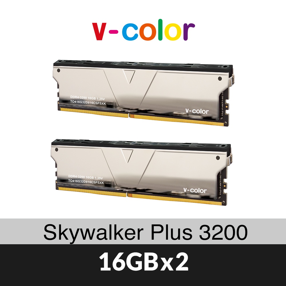 v-color 全何 Skywalker Plus 系列 DDR4 3200 32GB(16GBX2) 桌上型超頻記憶體