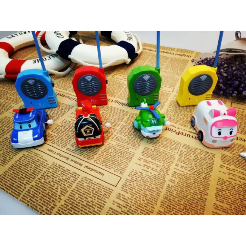 新款Q版韓國變形機器人對講機 POLI變形警車兒童對講機