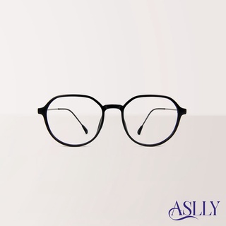 【ASLLY】線條霧面素黑濾藍光眼鏡 波士頓鏡框 時尚有型 文青大方 防眩光 多層鍍膜鏡片 A1045