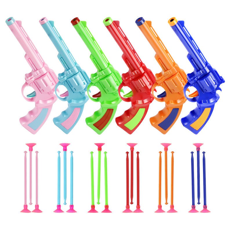 拋殼軟彈槍兒童玩具吸盤軟彈槍塑料子彈左輪手槍發射器競技射擊男女孩3-10歲