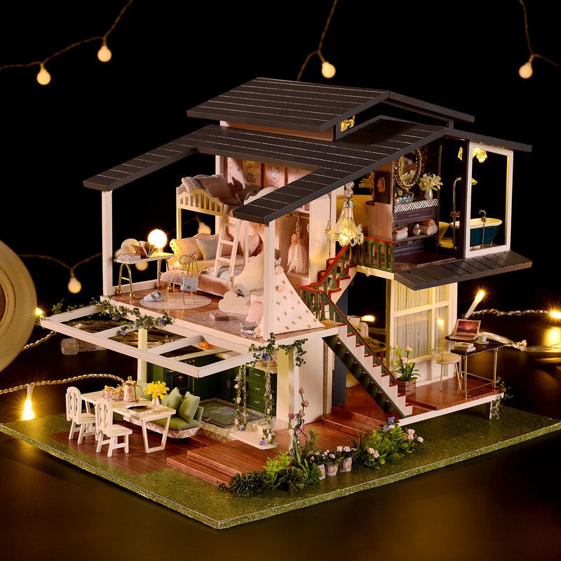 Diy立體拼圖袖珍小屋生日禮物手工作業模型房diy小屋手工制作房子拼裝模型大別墅拼圖女孩玩具生日禮物送女生 蝦皮購物