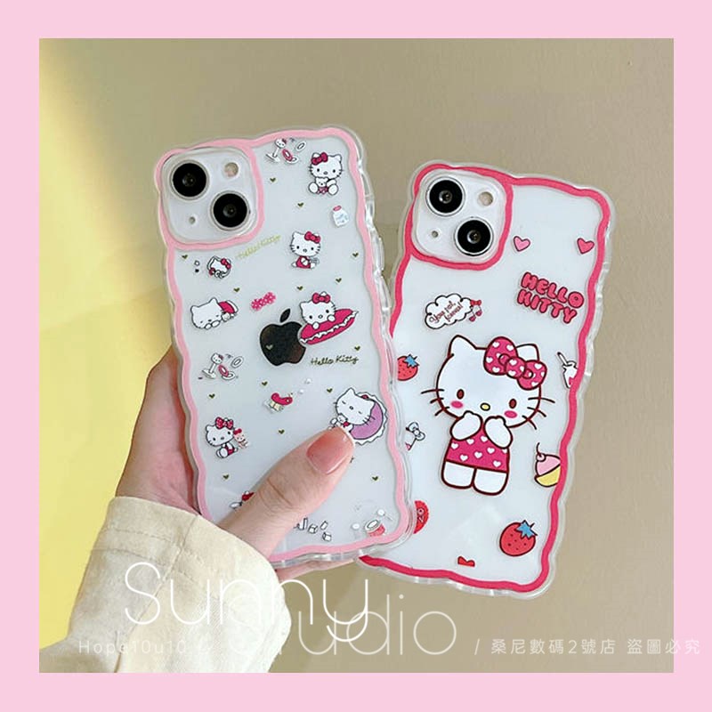 凱蒂貓 波浪紋 矽膠手機殼 Hello Kitty 防摔殼 適用 iphone 13 11 12 pro max XR