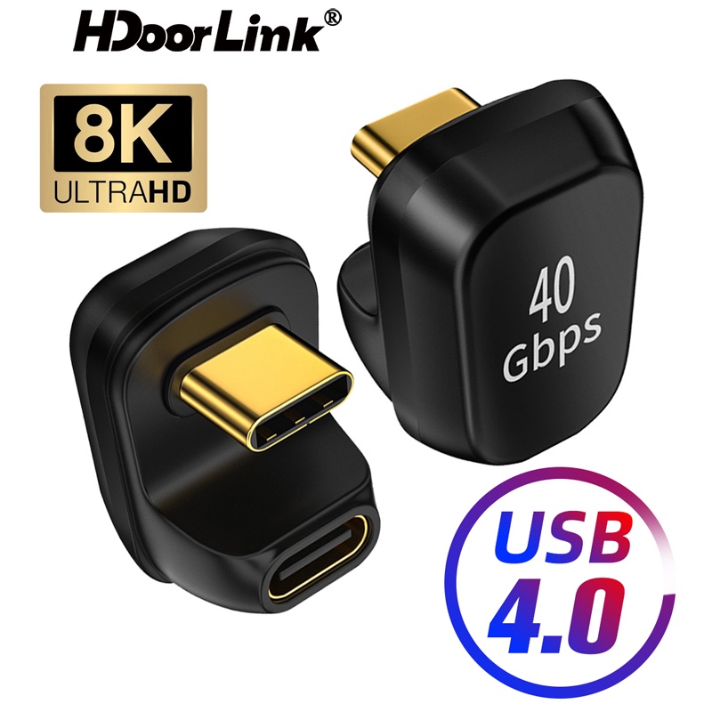 Hdoorlink 40Gbps 迷你 USB C 直角適配器 U 形 Thunderbolt3 USB C 到 C 型