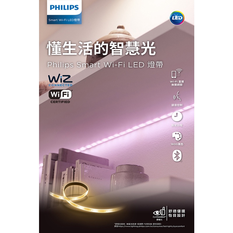 PHILIPS飛利浦 WIZ 智能Wi-Fi 全彩 LED燈條 燈條 1米 全彩延伸燈帶 2米 可遠可調節 燈條 燈帶