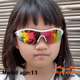 兒童太陽眼鏡 運動 墨鏡 大童 8-14歲 男女 UV400 白框 多層彩色鍍膜鏡片 Radar-wm Mola摩拉