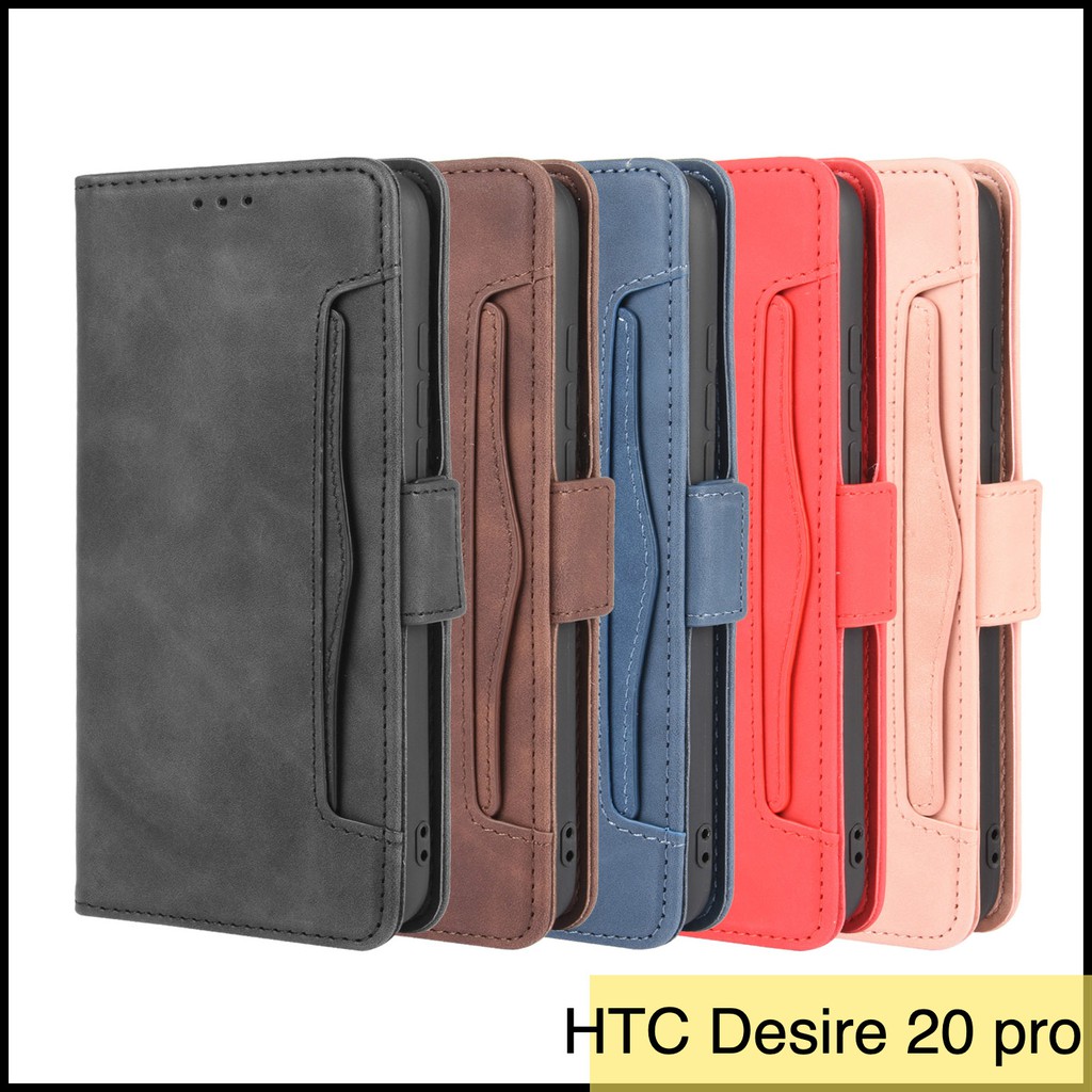 【萌萌噠】HTC Desire 20 pro (6.5吋) 復古皮紋 多卡槽側翻平板皮套 磁扣 支架 全包軟殼 平板套