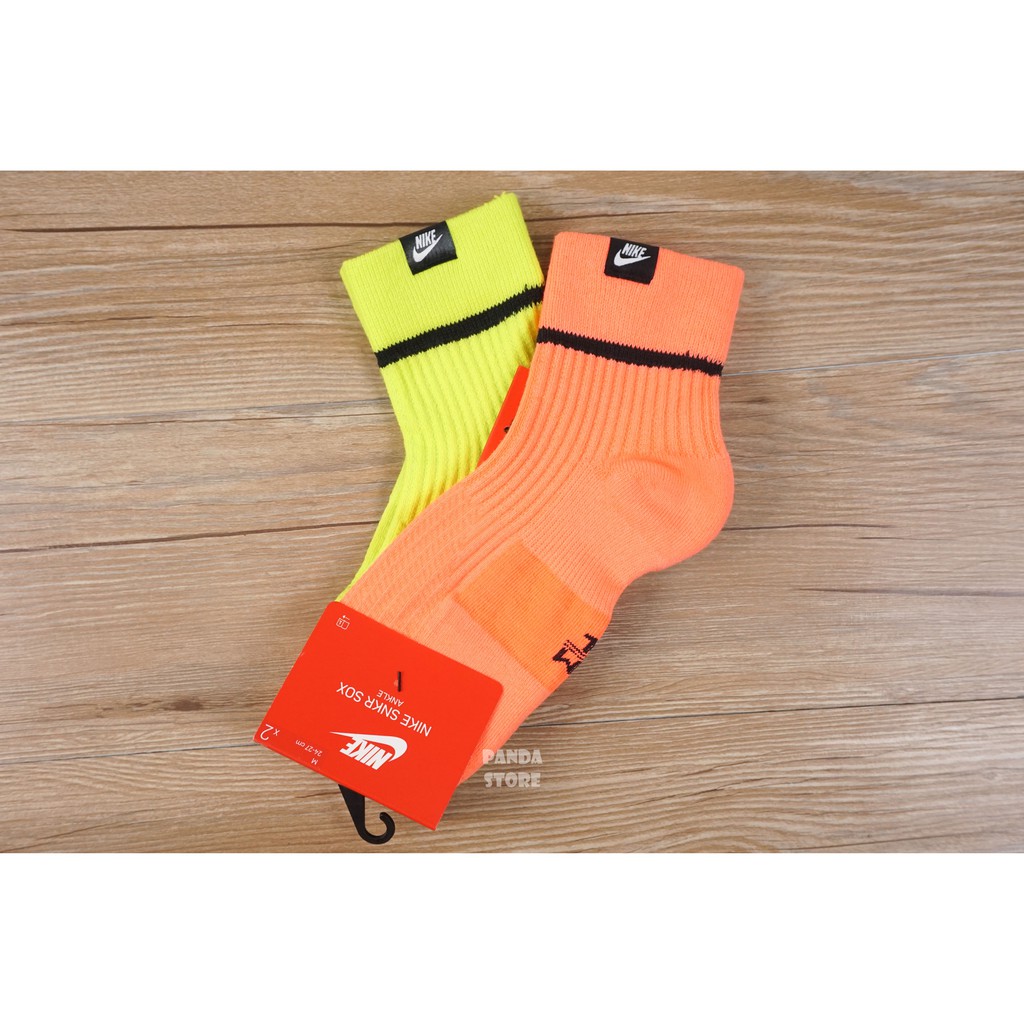 胖達）NIKE SNKR SOX ANKLE 短襪 襪子 兩雙一組 SK0262-903 螢光橘 螢光綠 男女