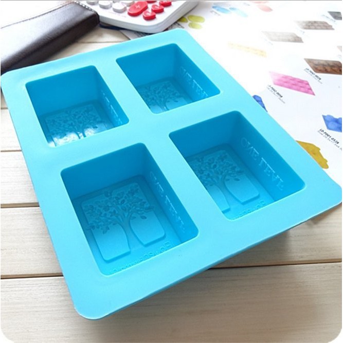 4連 GO樹-加厚版圓角長方形 矽膠蛋糕模具 DIY 巧克力 冰格 皂模 手工皂模具 ＊水蘋果＊ A-087