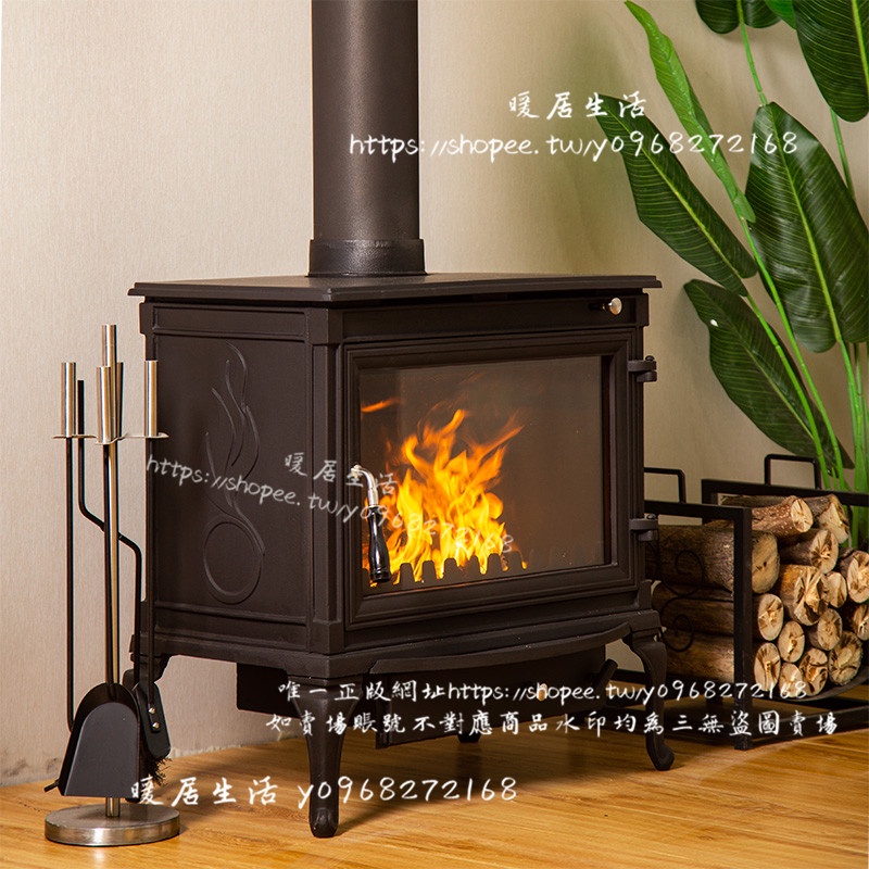 &lt;暖居生活&gt;壁爐真火燃木取暖法式現代裝飾歐式鑄鐵別墅家用火爐獨立式取暖器
