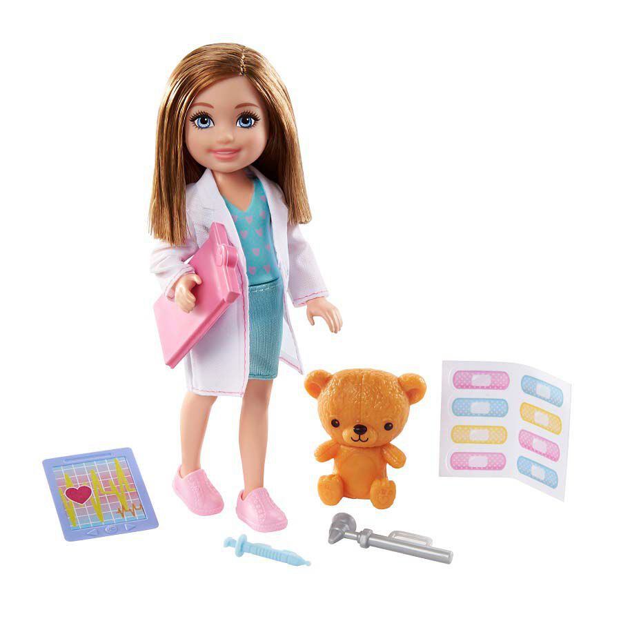 盒損商品 MATTEL Barbie 芭比娃娃 小凱莉 芭比夢托邦雀兒喜 Chelsea 小凱莉職場造型組合-醫生