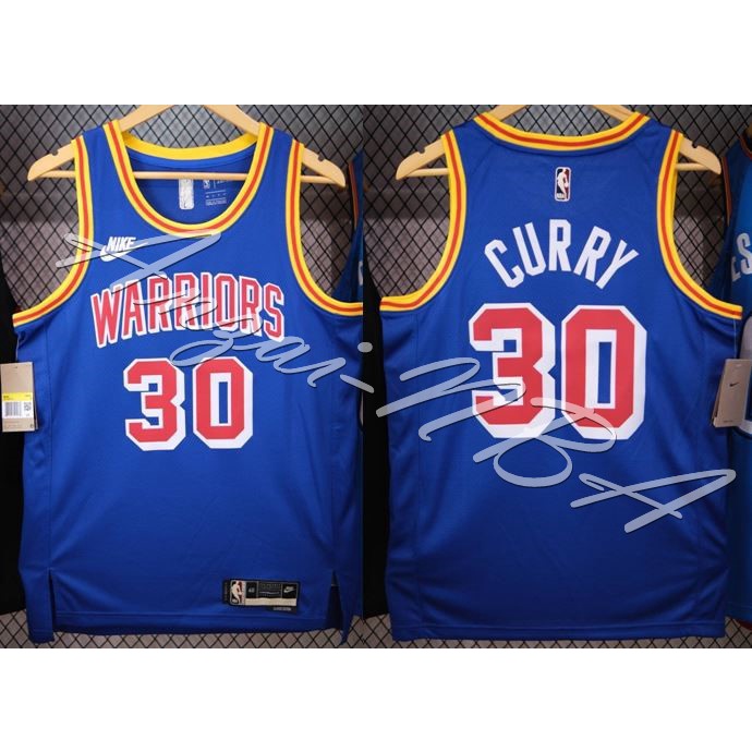 Anzai-NBA球衣 22賽季 Warriors金州勇士隊 CURRY 30號 復古藍色熱壓球衣-全隊都有