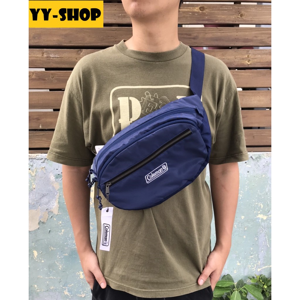 現貨 藍色 正品代購新款coleman 大容量 防潑水腰包 斜背包 蝦皮購物
