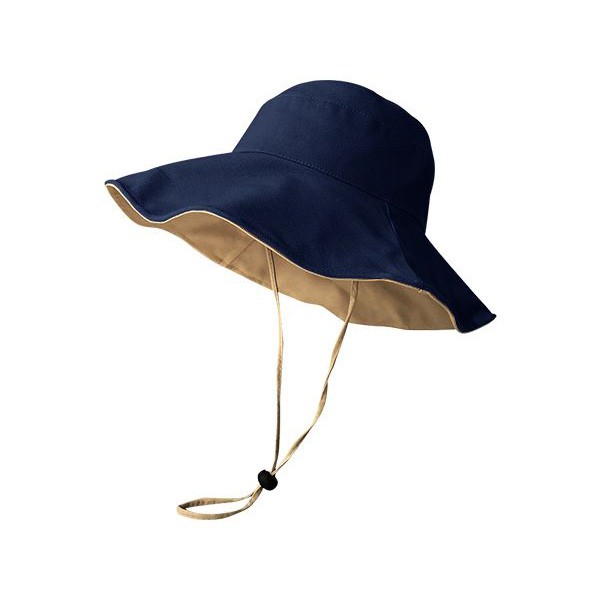 韓版小清新大帽沿雙面遮陽帽(藏青+駝色)1入【小三美日】DS002573