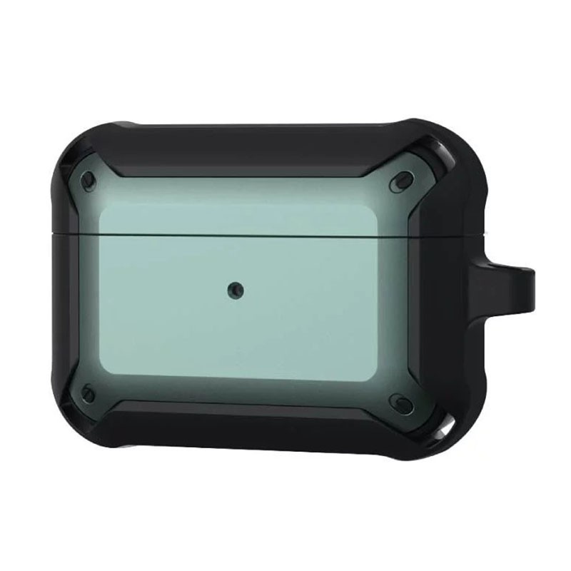 VAP Airpods pro雙色軍規防摔殼 LED顯示 霧透消光 鑰匙扣孔設計(黑綠)【VAP官方直營】