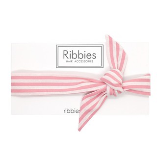 英國Ribbies 粉紅白條紋-兒童蝴蝶結髮帶