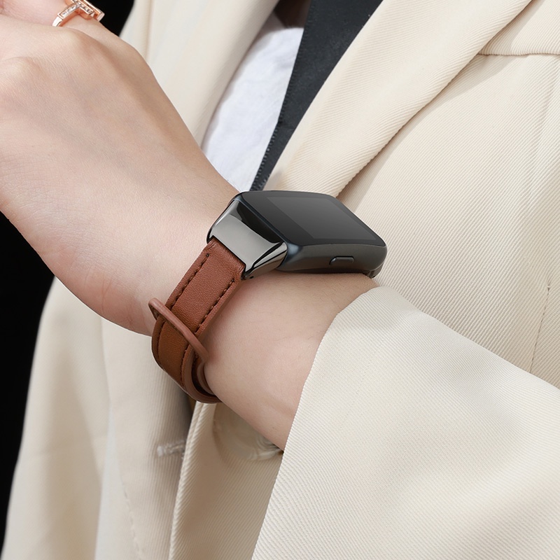 手錶帶華為手環6腕帶高級皮質反扣時尚榮耀4/5/6NFC版商務女運動pro錶帶