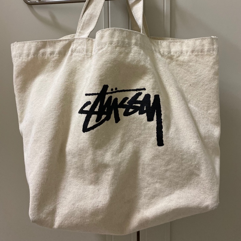 日本雜誌 smart 附贈 STUSSY 白色帆布托特包 帆布袋 手提袋 購物袋 收納袋 二手