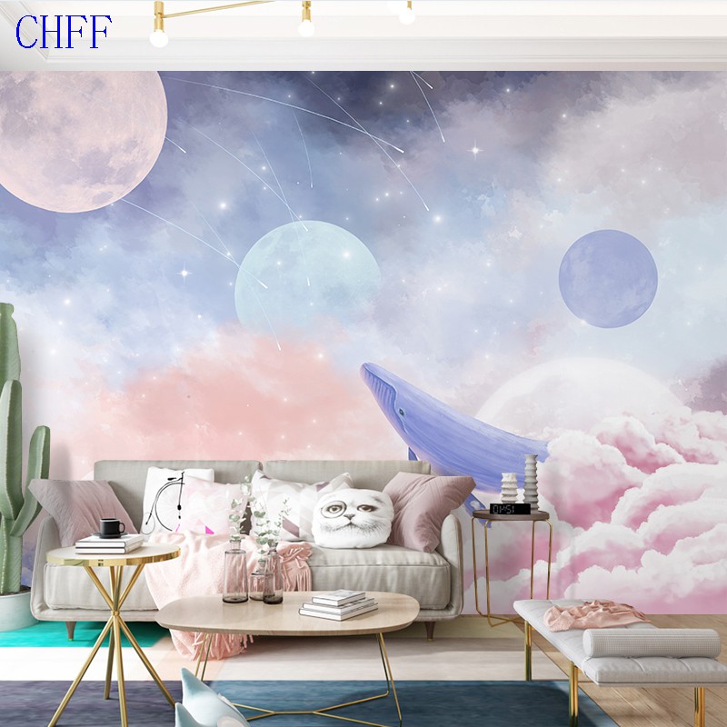 現貨ins仿大理石壁纸 北歐網紅夢幻星空鯨魚ins風女孩兒童房臥室背景牆紙客廳沙發桌面 蝦皮購物